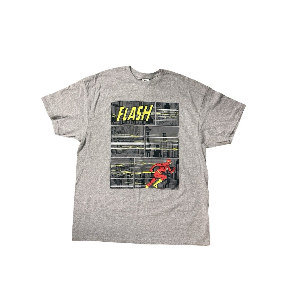 DC Comics The Flash Graphic T-Shirt Gray Speedster Comic Print Tee NWT XL